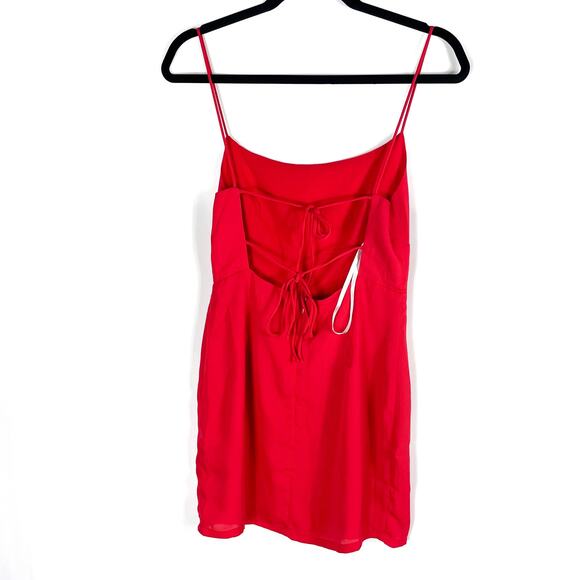 Superdown Dixie Backless Chiffon Mini Dress Red Open Back Spaghetti Straps Sz M - Picture 8 of 12
